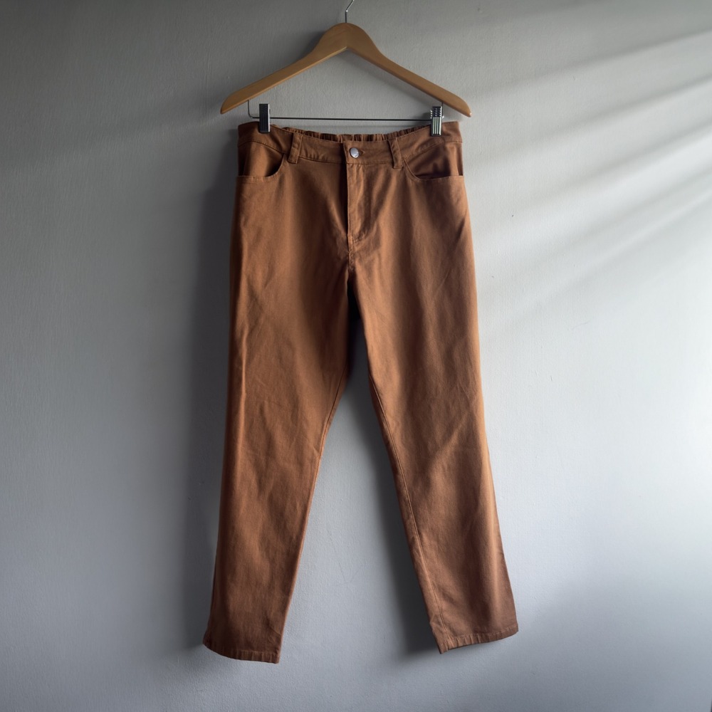 Pact Organic Cotton Straight Leg Pants Womens L Brown Sustainable Boho